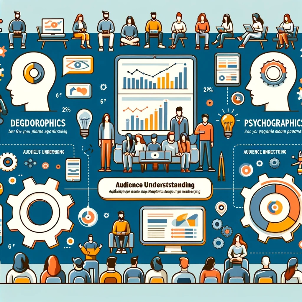 Detailed infographic showcasing digital marketing audience analysis, highlighting key demographics, online behaviors, and consumer preferences for targeted strategies.